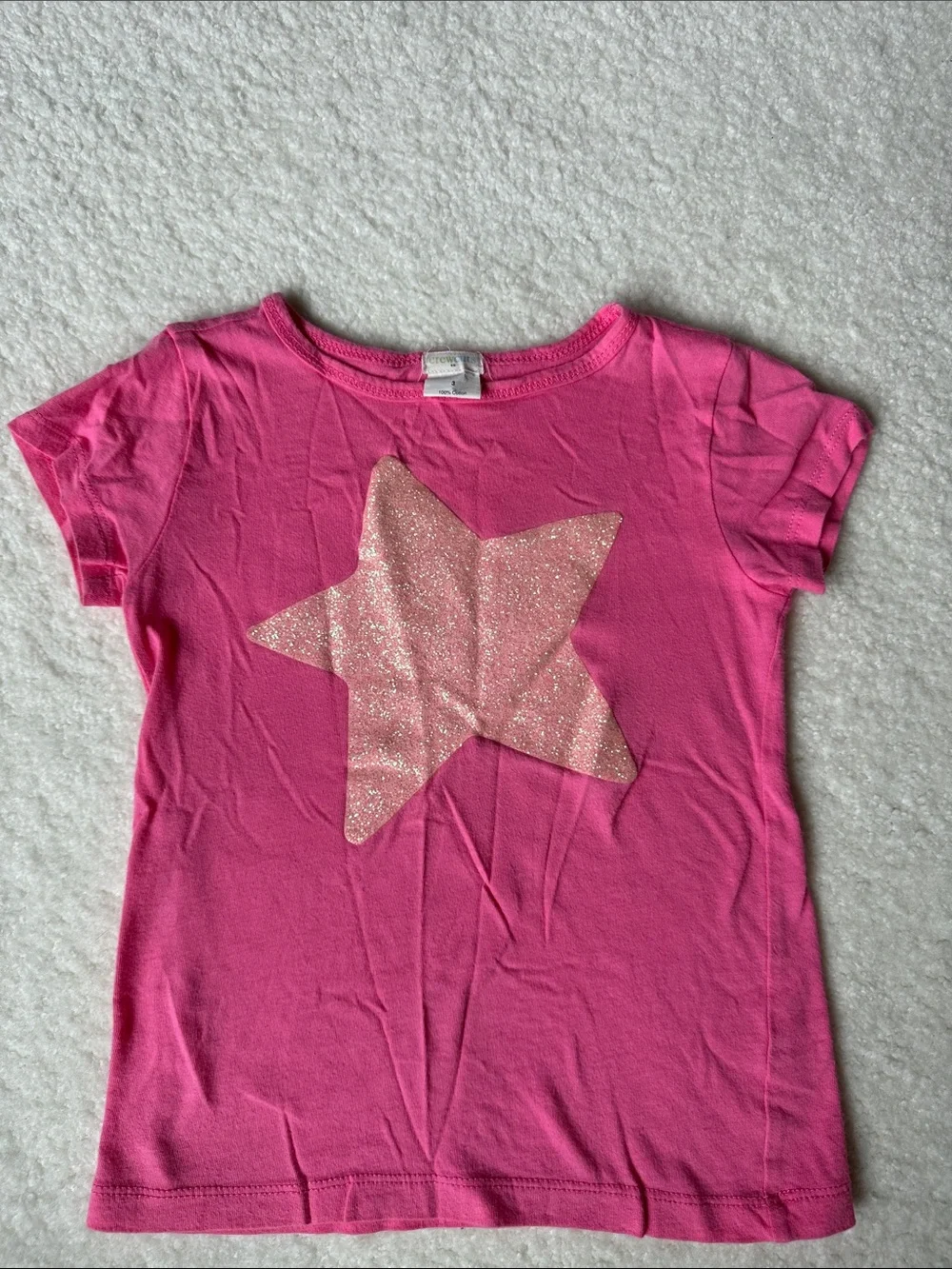 Crewcuts Hot Pink Short-Sleeve Tee with Glitter Star